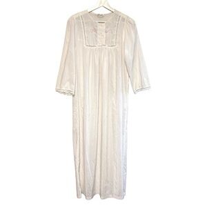 Vtg Cottagecore Character nap dress nightgown maxi dress M embroidered prairie